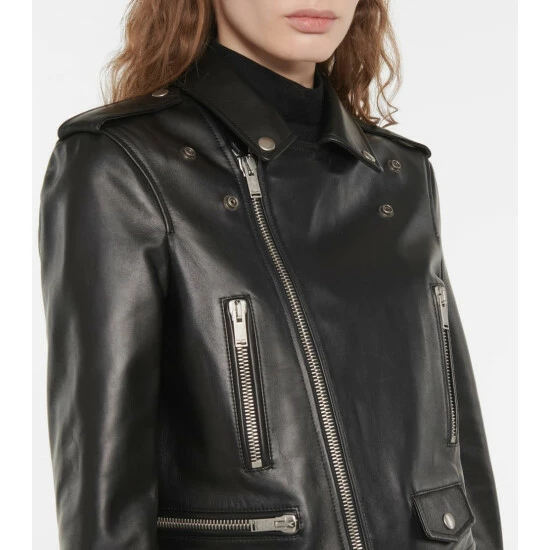 Top 10 🤩 Saint Laurent Leather Biker Jacket 🥰 - Image 3