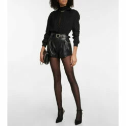Hot Sale 💯 Saint Laurent High-rise Leather Shorts 🎁