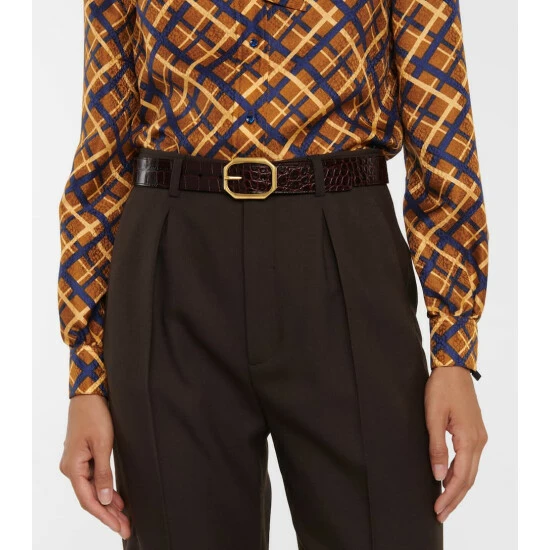 Best Sale โจ Saint Laurent Mock-croc Leather Belt ๐