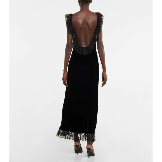 Promo ๐ฅ Saint Laurent Lace-trimmed Velvet ๐ Dress โ - Image 2