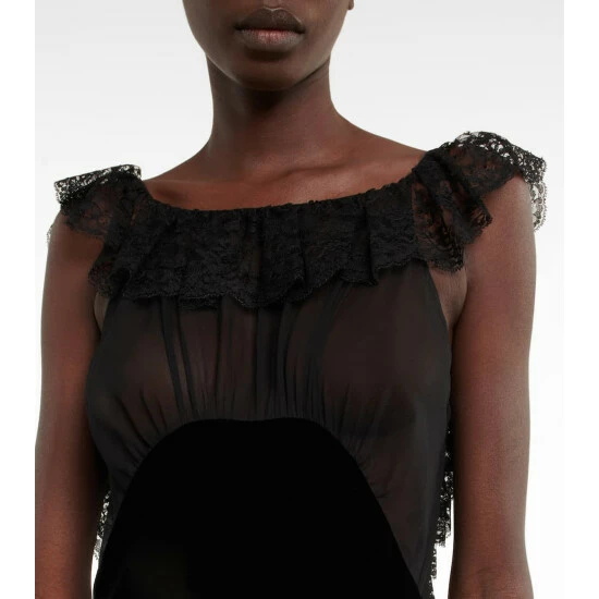 Promo ๐ฅ Saint Laurent Lace-trimmed Velvet ๐ Dress โ - Image 3