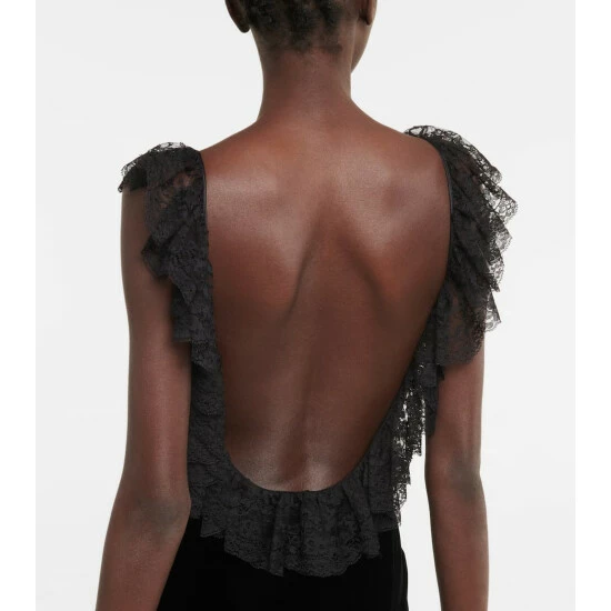 Promo ๐ฅ Saint Laurent Lace-trimmed Velvet ๐ Dress โ - Image 5