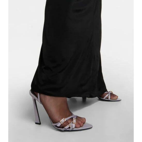 Coupon 👍 Saint Laurent Embellished Satin 🩴 Sandals 🔔 - Image 3