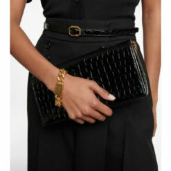 Deals ✨ Saint Laurent Mock-croc Leather Belt ⭐