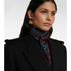 Budget 🌟 Saint Laurent Monogram Silk Scarf ✔️