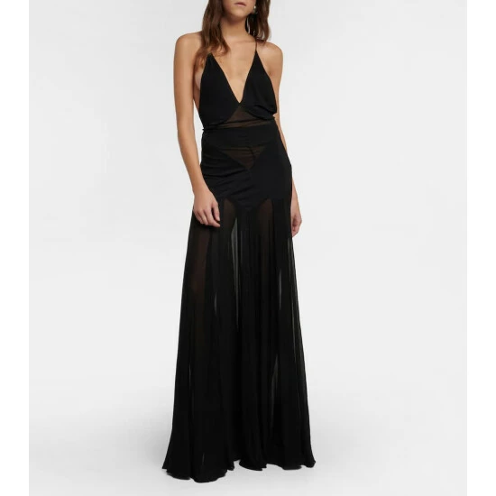 Best Pirce 👏 Saint Laurent Jersey Voile Gown 👏