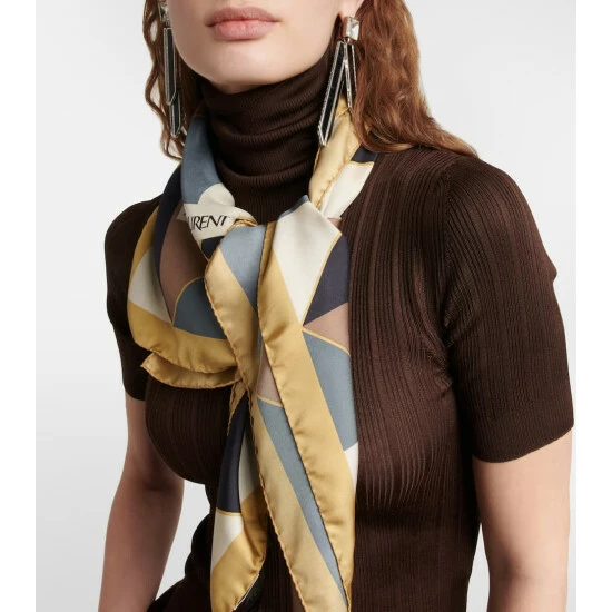 Cheapest ๐ Saint Laurent Printed Silk Twill Scarf ๐ฅฐ