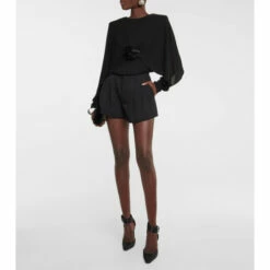 Top 10 โจ Saint Laurent Flower-detail Crรชpe Jersey Top ๐